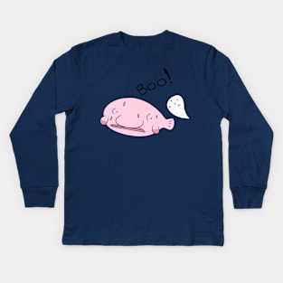 Boo! Blobfish and Spooky Ghost Kids Long Sleeve T-Shirt